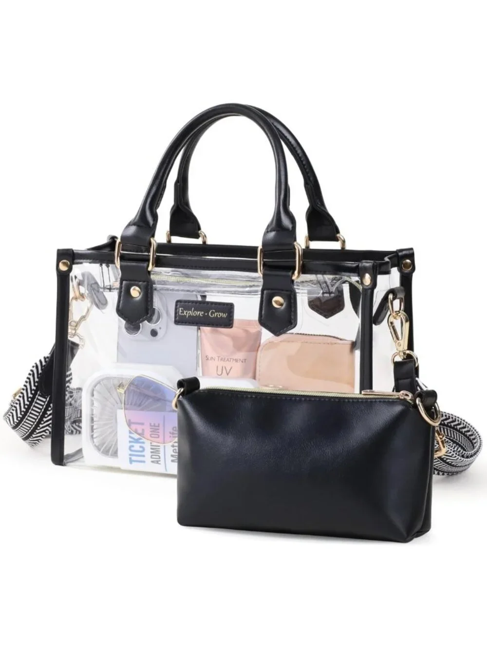 Clear Tote Bag for Women - Stadium Approved Small Purse, Stylish & Versatile